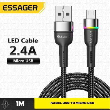 ESSAGER Kabel Charger Halo LED Colorful Micro USB Type-C Lightning Charger Fast Charging LIGHTNING