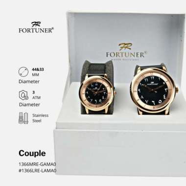 Fortuner Jam Tangan Couple Angka Arab Tahan Air Rantai Pasir Zariah COUPLE-ROSEGOLD