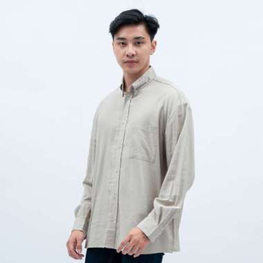 Houseofcuff Kemeja Pria Oversize/Outer Linen Look Unisex Abu Muda S-M