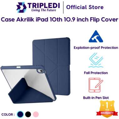 TRIPLEDI Case Acrylic For iPad 10th Generation 10.9 inch Casing PU Leather Foldable Y Magnetic Soft