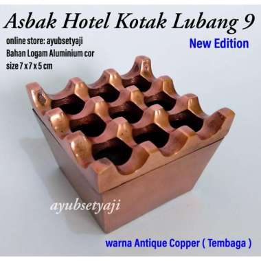 Asbak Lubang 9 Kotak warna TEMBAGA antik Asbak Hotel aluminium unik