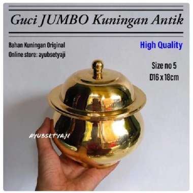 Guci Kuningan no5 JUMBO BESAR Bokor Kuningan antik Tempat Dupa Ratus mangkuk saja