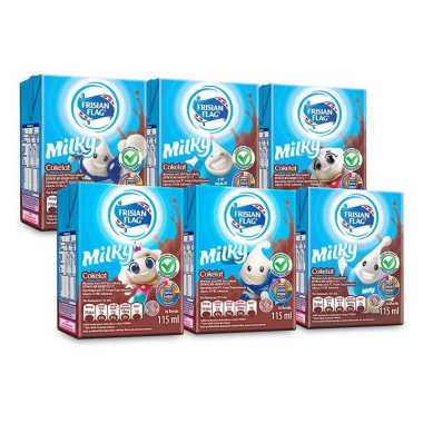 Promo Harga Frisian Flag Susu UHT Milky Zuzhu Zazha Chocolate per 6 tpk 115 ml - Blibli