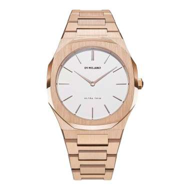 Jam Tangan Wanita D1 Milano Ultra Thin D1-UTBL02 Eggshell White Dial Rose Gold Stainless Steel Strap