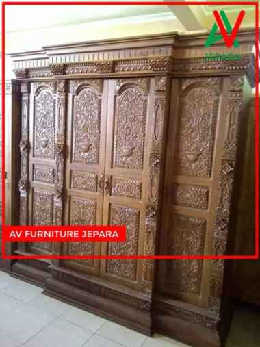 lemari pakain ukir gebyok jati jepara-lemari baju ukiran full jati