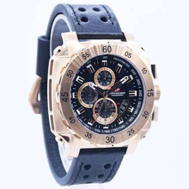 Jam Tangan Chronoforce 5221M - Jam Tangan Chronograph Pria Leather Strap Original Rosegold Black