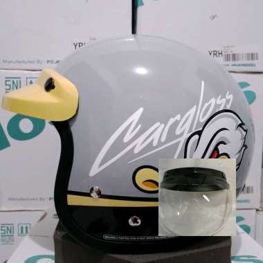 HELM CARGLOSS CFM RETRO ARMY SPEED DUCK GREY kaca cembung bening L