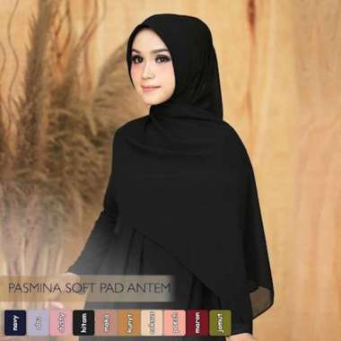 PASHMINA SOFT PAD JILBAB INSTAN / KERUDUNG INSTAN / JILBAB INSTAN HITAM
