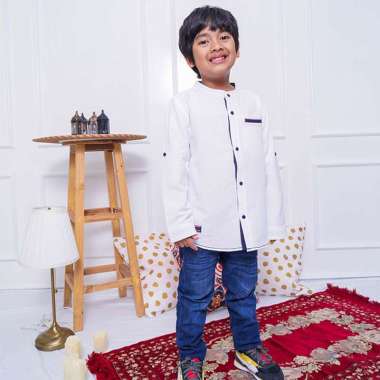 Shirt/ Kemeja Anak Laki Putih/ Rodeo Junior Cool Style 8 tahun