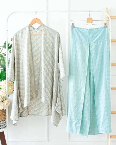ONESET OUTER BERLENGAN KULOT HIGHWAIST SETELAN ATAS BAWAH BATIK BLAZER VEST BATIK VAR 5