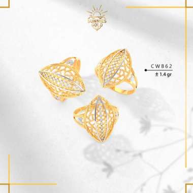 CINCIN WANITA EMAS ASLI KADAR 300 DAN KADAR 375 CINCIN EMAS BESAR MODEL BARU CWB 62 8K