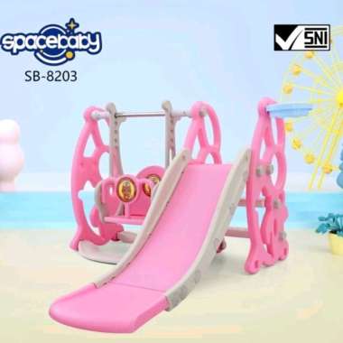 Mainan Anak Perosotan Ayunan Spacebaby SB-8203 Slide Swing SB8203 SB 8203 Biru