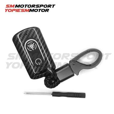 Cover Remote Kunci Smart Key Motor Yamaha NMAX Premium Keyless Carbon Hitam