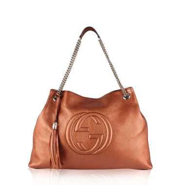 Gucci Leather Soho Chain Shoulder Bag Burnt Orange