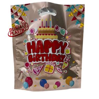 isi10pc KANTONG HBD 22x27cm tas plastik mengkilap souvenir goodie bag bungkus kado ultah ulang tahun