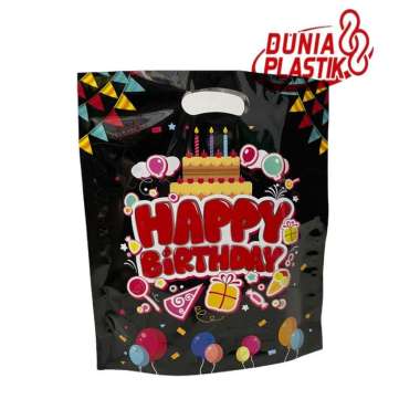 isi10pc KANTONG HBD 22x27cm tas plastik mengkilap souvenir goodie bag bungkus kado ultah ulang tahun