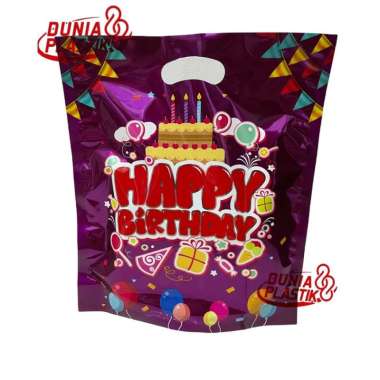 isi10pc KANTONG HBD 22x27cm tas plastik mengkilap souvenir goodie bag bungkus kado ultah ulang tahun
