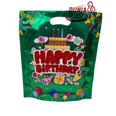 isi10pc KANTONG HBD 22x27cm tas plastik mengkilap souvenir goodie bag bungkus kado ultah ulang tahun