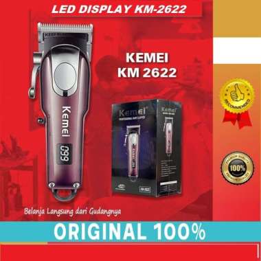 Hair Clipper Kemei KM 2622 Alat Cukur Pangkas Rambut Elektrik LCD -RED