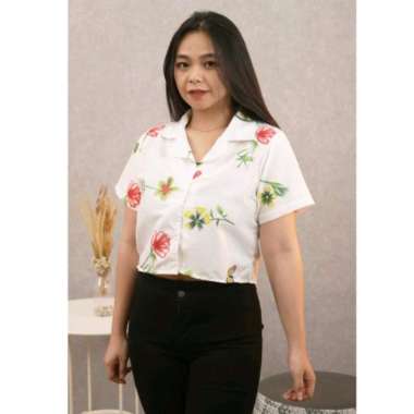 Kemeja Crop Wanita Natural Beauty Kemeja Wanita Korea Style Crop Putih