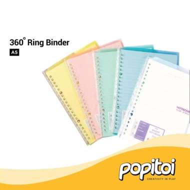 360 Derajat Loose Leaf Ring Binder Notebook A5 B5 Lipat Degree A5 - BLUE