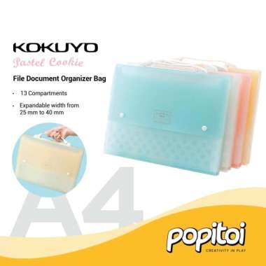 Kokuyo Pastel Cookie File Document Organizer Bag A4 Folder Holder BLUE
