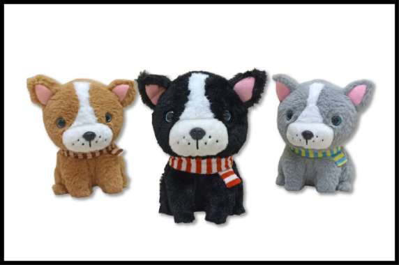 Boneka cute Dog With Syall ukuran M Grey