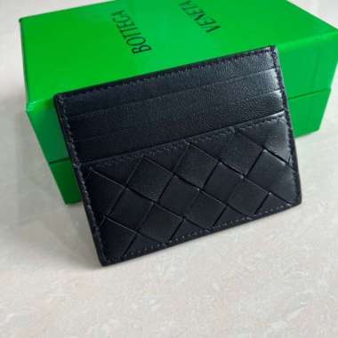 Bottega veneta intrecciato cardholder in black 6cc+slot