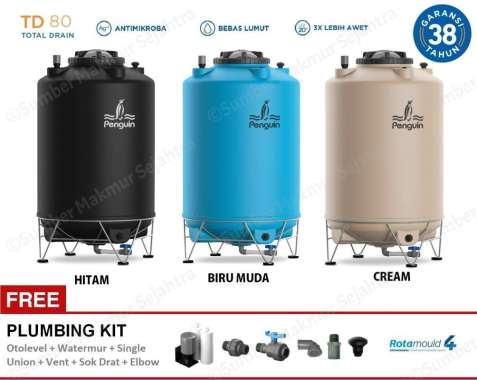 Tangki Air Total Drain Penguin TD 80 Toren Tandon 800 Liter Hitam