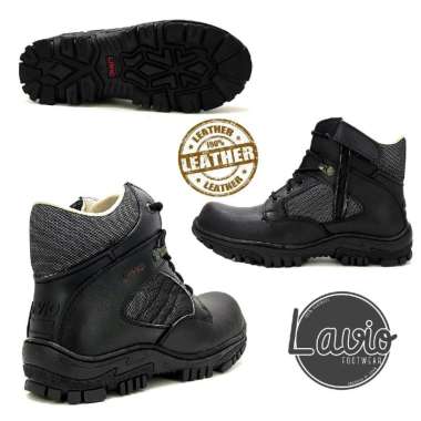 Lavio Sepatu Boots Pria Dns Pendek Kulit Asli Hitam 41