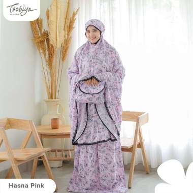 Mukena Tazbiya Motif Hasna Series Renda Cantik Mukena Adem Jumbo Murah Terlaris Pink