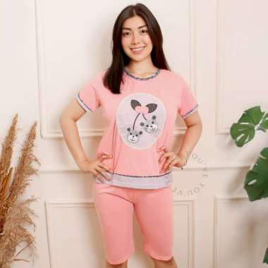 You've (YouHave) Baju Tidur Wanita Sleepwear Set Baju Tidur Wanita Set 2135 Pink L