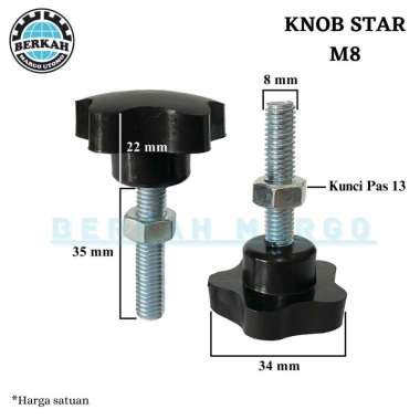 Plastik Knob Star Adjuster Pengencang M8 Panjang Baut 35 mm