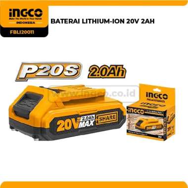 Cordless Battery 20v Lithium 2.0Ah INGCO FBLI20011 Baterai Share P20S