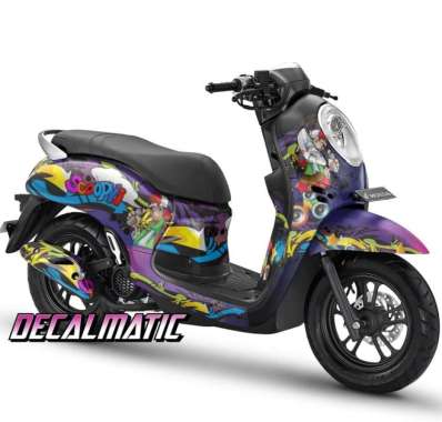 Stiker Full Body + Decal Dashboard Scoopy 2012-2023 Grafity Mural 3 2020-2023 Ungu