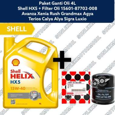 PAKET GANTI OLI 4L SHELL HX5 AVANZA XENIA RUSH + FILTER OLI DAIHATSU