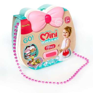 mainan edukasi anak tas koper lucu mini es krim dessert set 19pcs Multicolor