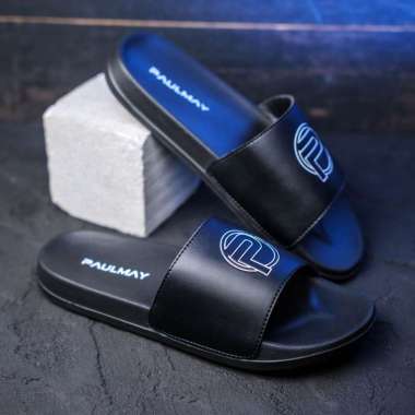 Paulmay Sandal Slide Unisex Slippers Logos Black White 40