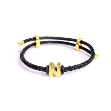 Gelang Tali Liontin Huruf N Balok Koleksi Josean Elegant Emas Asli