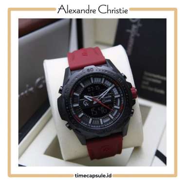 Jam Tangan Pria ALEXANDRE CHRISTIE Original AC 9370 MH BLACK RED