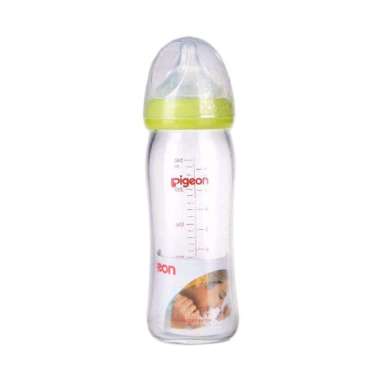 Pigeon PR010112 Wide Neck Botol Susu with P-Plus Nipple - Green [240 mL] Green