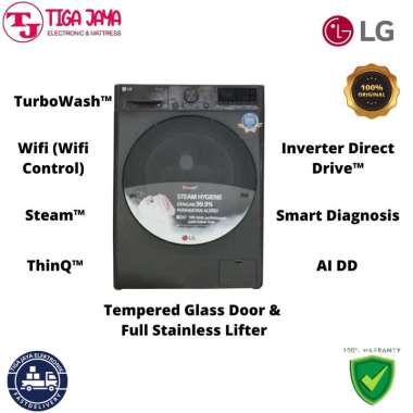 LG F2515STPM MESIN CUCI FRONT LOADING 15 KG INVERTER DIRECT DRIVE MESIN CUCI FRONT LOADING LG F2515