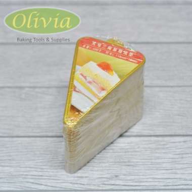 Tatakan Emas Segitiga Kue Tiramisu Alas Cheese Cake Slice Mini gold