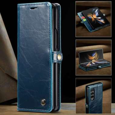 CASING SAMSUNG Z FOLD 4 CASE SAMSUNG Z FOLD 4 FLIPCASE WALLET LEATHER Samsung Z FOLD 4 Biru