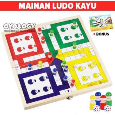 ludo kayu pinus besar mainan anak papan permainan keluarga game family