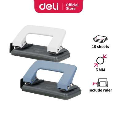 DELI 0101 Pembolong kertas 6mm beserta penggaris punch dua lubang jarak 80mm pukulan kertas 10 halam