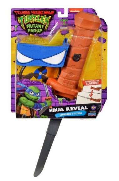 Mainan figur TMNT Movie Ninja Reveal Leonardo Katana