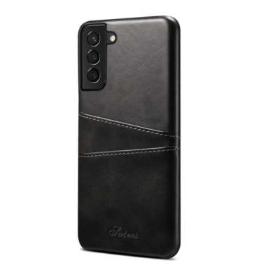 Suteni Leather Case Samsung S21 Plus S21 Ultra CardSlot Casing Kulit Hardcase S21 Plus Hitam