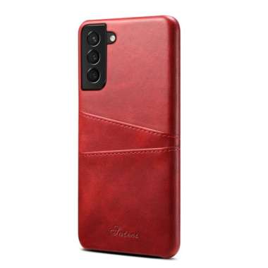 Suteni Leather Case Samsung S21 Plus S21 Ultra CardSlot Casing Kulit Hardcase S21 Plus Merah