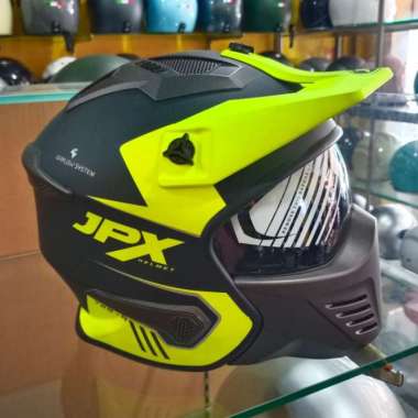 helm jpx mx 726 black dop XL hitam hijau